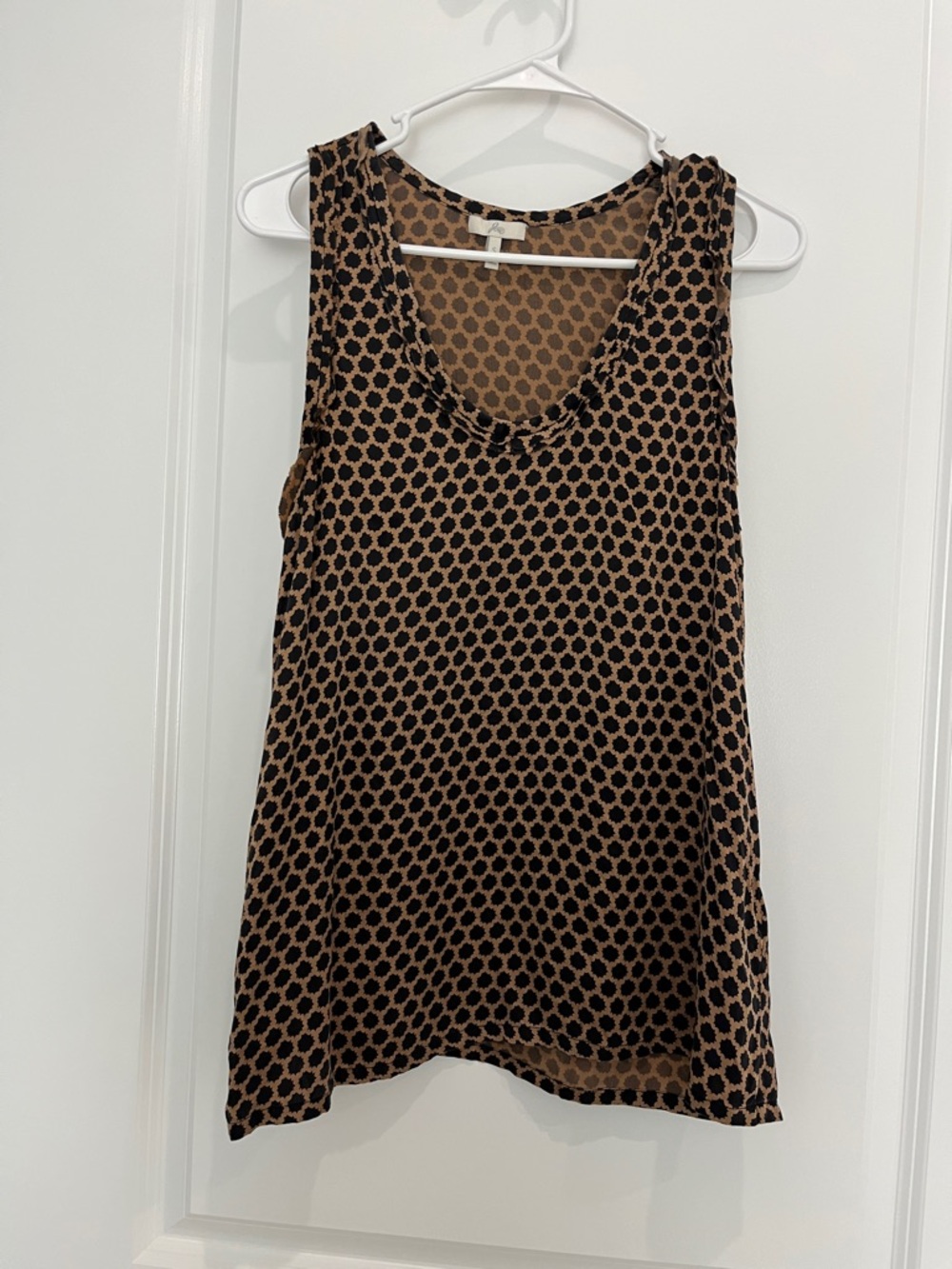 Joie Brown and Black Silk Polka Dot Tank Top